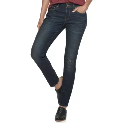 Women's Sonoma Goods For Life® Supersoft Stretch Midrise Skinny Jeans -Sonoma Clothing Store 2954787 Deep Rinse Crosshatch