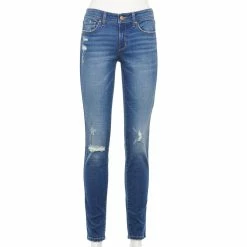 Women's Sonoma Goods For Life® Supersoft Stretch Midrise Skinny Jeans -Sonoma Clothing Store 2954787 Destructed Fresh Blue