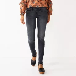 Women's Sonoma Goods For Life® Supersoft Stretch Midrise Skinny Jeans -Sonoma Clothing Store 2954787 Gray Raw Hem