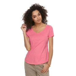 Petite Sonoma Goods For Life® Essential V-Neck Tee -Sonoma Clothing Store 3053848 Decal Pink