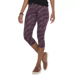 Women's Sonoma Goods For Life® Wide-Waist Capri Leggings -Sonoma Clothing Store 3584124 Burgundy Dye Effect