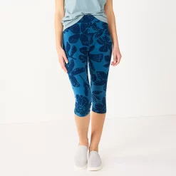 Women's Sonoma Goods For Life® Wide-Waist Capri Leggings -Sonoma Clothing Store 3584124 Navy Tropical