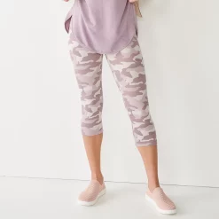 Women's Sonoma Goods For Life® Wide-Waist Capri Leggings -Sonoma Clothing Store 3584124 Pink Camo