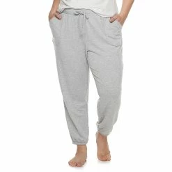 Plus Size Sonoma Goods For Life® Elastic Hem Essential Pajama Pants -Sonoma Clothing Store 3671959 Charcoal Heather