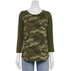Women's Sonoma Goods For Life® Baseball Tee 15 Women's Sonoma Goods For Life® Baseball Tee -Sonoma Clothing Store 4008826 Olive Camo