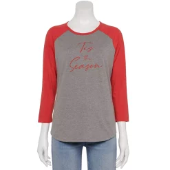 Women's Sonoma Goods For Life® Baseball Tee 18 Women's Sonoma Goods For Life® Baseball Tee -Sonoma Clothing Store 4008826 Tis The Season Grey