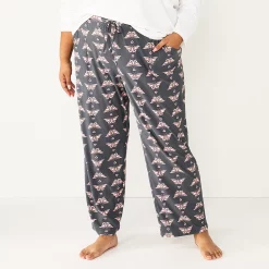 Plus Size Sonoma Goods For Life® Knit Pajama Pants -Sonoma Clothing Store 4212360 Grey Love Butterfly