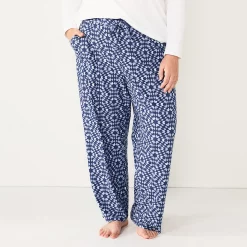 Plus Size Sonoma Goods For Life® Knit Pajama Pants -Sonoma Clothing Store 4212360 Navy Quilt