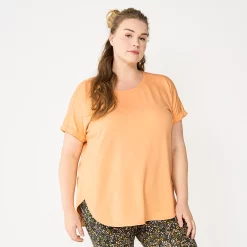 Plus Size Sonoma Goods For Life® Supersoft Short Sleeve Top -Sonoma Clothing Store 4886368 Peach