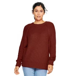 Women's Sonoma Goods For Life® All Over Stitch Crewneck Sweater -Sonoma Clothing Store 4923526 Brown