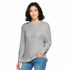 Women's Sonoma Goods For Life® All Over Stitch Crewneck Sweater -Sonoma Clothing Store 4923526 Light Gray