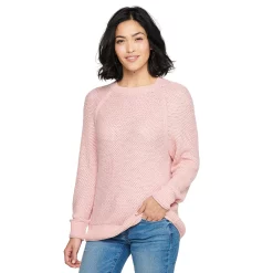 Women's Sonoma Goods For Life® All Over Stitch Crewneck Sweater -Sonoma Clothing Store 4923526 Light Pink