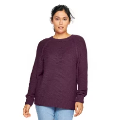 Women's Sonoma Goods For Life® All Over Stitch Crewneck Sweater -Sonoma Clothing Store 4923526 Purple