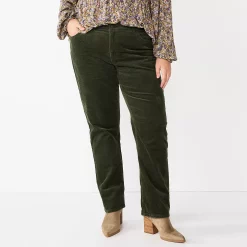 Plus Size Sonoma Goods For Life® Premium Elastic-Waist Midrise Straight-Leg Jeans -Sonoma Clothing Store 4988856 Army Bottle