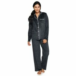 Women's Sonoma Goods For Life® Velour Long Sleeve Pajama Shirt & Pajama Pants Sleep Set