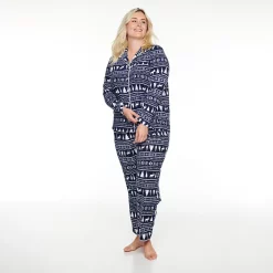 Plus Size Sonoma Goods For Life® Velour Pajama Shirt & Pajama Pants Set -Sonoma Clothing Store 5033014 Navy Fairisle