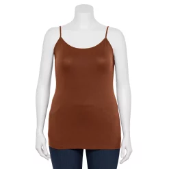 Plus Size Sonoma Goods For Life® Spaghetti Strap Cami -Sonoma Clothing Store 5158435 Chocolate