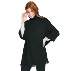 Women's Sonoma Goods For Life® Turtleneck Poncho -Sonoma Clothing Store 5161618 Black