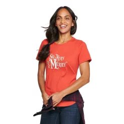 Women's Sonoma Goods For Life® Short Sleeve Holiday Graphic Tee -Sonoma Clothing Store 5180762 So Very Merry Red