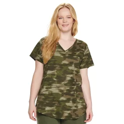 Plus Size Sonoma Goods For Life® V-Neck Tunic Tee -Sonoma Clothing Store 5209140 Camo