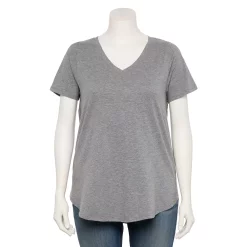 Plus Size Sonoma Goods For Life® V-Neck Tunic Tee -Sonoma Clothing Store 5209140 Gray