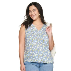 Plus Size Sonoma Goods For Life® V-Neck Tank -Sonoma Clothing Store 5226888 Blue Maggie Floral