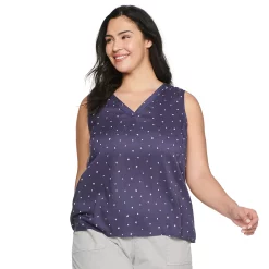 Plus Size Sonoma Goods For Life® V-Neck Tank -Sonoma Clothing Store 5226888 Purple Floral Dot