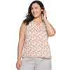 Plus Size Sonoma Goods For Life® V-Neck Tank -Sonoma Clothing Store 5226888 Tan Maggie Floral