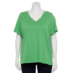 Plus Size Sonoma Goods For Life® Everyday V-Neck Tee -Sonoma Clothing Store 5232140 Aloe Vera