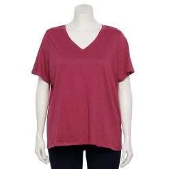 Plus Size Sonoma Goods For Life® Everyday V-Neck Tee -Sonoma Clothing Store 5232140 Clematis Mauve