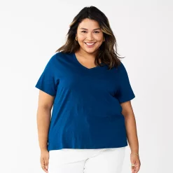 Plus Size Sonoma Goods For Life® Everyday V-Neck Tee -Sonoma Clothing Store 5232140 Dark Blue