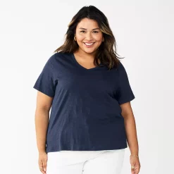 Plus Size Sonoma Goods For Life® Everyday V-Neck Tee -Sonoma Clothing Store 5232140 Navy