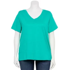 Plus Size Sonoma Goods For Life® Everyday V-Neck Tee -Sonoma Clothing Store 5232140 Regal Aqua