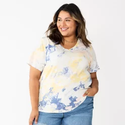 Plus Size Sonoma Goods For Life® Everyday V-Neck Tee -Sonoma Clothing Store 5232145 Blue Wrinkle Dye