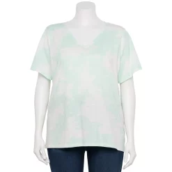 Plus Size Sonoma Goods For Life® Everyday V-Neck Tee -Sonoma Clothing Store 5232145 Light Blue Tie Dye