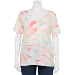 Plus Size Sonoma Goods For Life® Everyday V-Neck Tee -Sonoma Clothing Store 5232145 Red White Blue Tie Dye