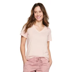Petite Sonoma Goods For Life® Everyday Short Sleeve V-Neck Tee -Sonoma Clothing Store 5234230 Light Pink Texture