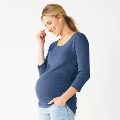 Maternity Sonoma Goods For Life® Essential Scoopneck Tee -Sonoma Clothing Store 5236820 Moonbeam Blue