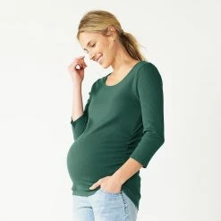 Maternity Sonoma Goods For Life® Essential Scoopneck Tee -Sonoma Clothing Store 5236820 Valiant Green