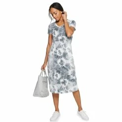 Petite Sonoma Goods For Life® Knit T-Shirt Midi Dress -Sonoma Clothing Store 5237287 Gray Dye