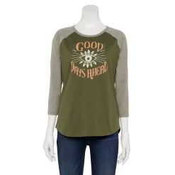 Women's Sonoma Goods For Life® Three Quarter Sleeve Baseball Graphic Tee 18 Women's Sonoma Goods For Life® Three Quarter Sleeve Baseball Graphic Tee -Sonoma Clothing Store 5242169 Olive Good Days
