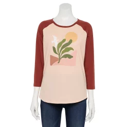 Women's Sonoma Goods For Life® Three Quarter Sleeve Baseball Graphic Tee 19 Women's Sonoma Goods For Life® Three Quarter Sleeve Baseball Graphic Tee -Sonoma Clothing Store 5242169 Peach Nature Scene