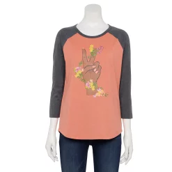 Women's Sonoma Goods For Life® Three Quarter Sleeve Baseball Graphic Tee 16 Women's Sonoma Goods For Life® Three Quarter Sleeve Baseball Graphic Tee -Sonoma Clothing Store 5242169 Pink Peace Floral