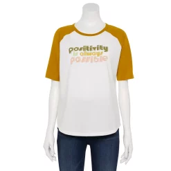 Women's Sonoma Goods For Life® Elbow Sleeve Baseball Graphic Tee -Sonoma Clothing Store 5242399 Ivory Positivity