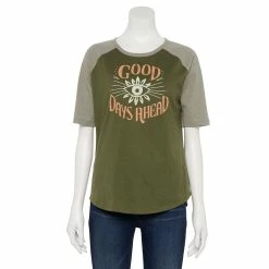 Women's Sonoma Goods For Life® Elbow Sleeve Baseball Graphic Tee -Sonoma Clothing Store 5242399 Olive Good Days