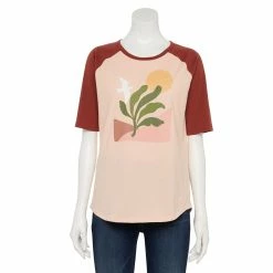Women's Sonoma Goods For Life® Elbow Sleeve Baseball Graphic Tee -Sonoma Clothing Store 5242399 Peach Nature Scene