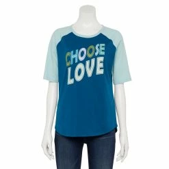 Women's Sonoma Goods For Life® Elbow Sleeve Baseball Graphic Tee -Sonoma Clothing Store 5242399 Teal Choose Love