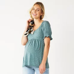 Maternity Sonoma Goods For Life® Smocked Sleeve Babydoll Top -Sonoma Clothing Store 5242675 Blue Dot