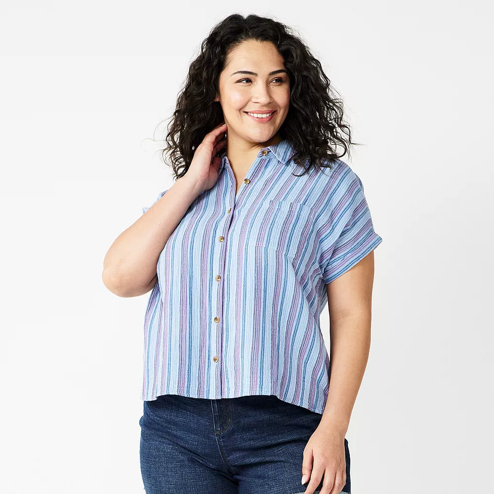Plus Size Sonoma Goods For Life® Short Sleeve Button Down Top 5 Plus Size Sonoma Goods For Life® Short Sleeve Button Down Top - Image 3