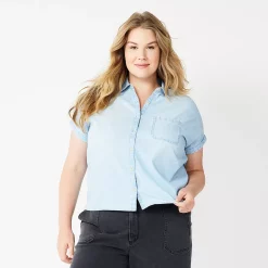 Plus Size Sonoma Goods For Life® Short Sleeve Button Down Top 15 Plus Size Sonoma Goods For Life® Short Sleeve Button Down Top -Sonoma Clothing Store 5258112 Light Wash Chambray